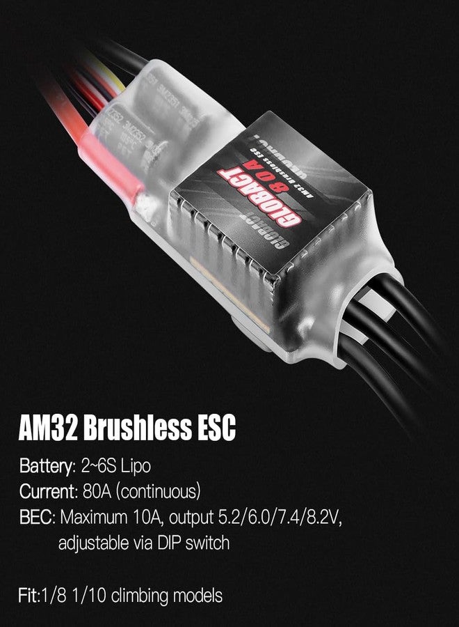GLOBACT AM32 80A Crawler ESC and 3542 Brushless Motor Kit for 1/8 1/10 RC Crawler Car Axial SCX10 TRX-4 TRX-6 (2250KV 3542) - Image 2